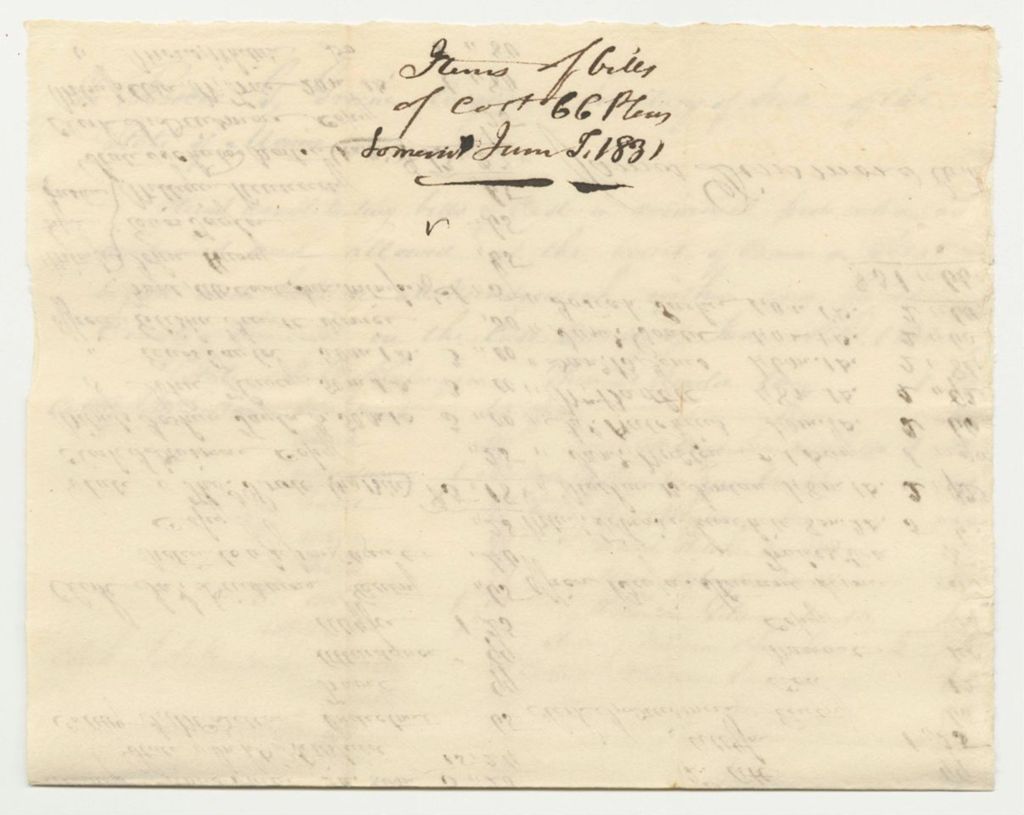 Miniature of Items Constituting Bills of Costs in Criminal Prosecutions as Examined and Allowed at the Court of Common Pleas in Norridgewock within and for the County of Somerset, June Term 1831