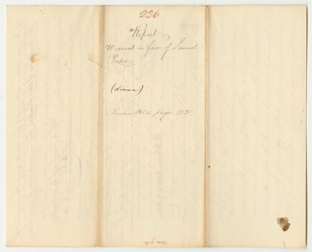 Miniature of Report 226: Warrant in Favor of Samuel Porter for the Steam Navigation Lottery