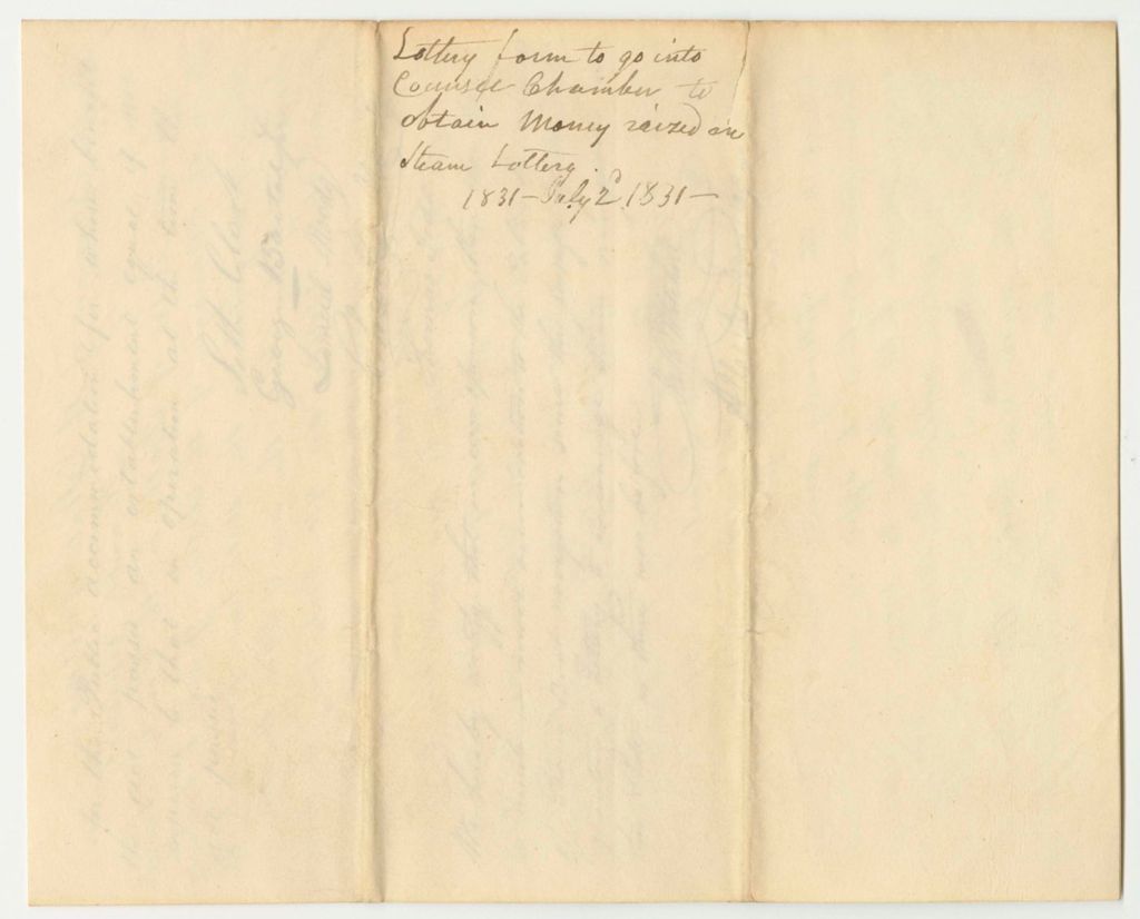 Miniature of Lottery Form to Go Into Council Chamber to Obtain Money Raised in the Steam Lottery
