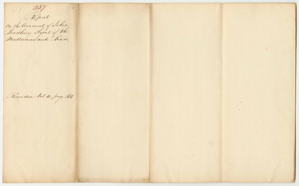 Miniature of Report 237: Report on the Account of Jabez Bradbury, Agent of the Mattanawcook Road