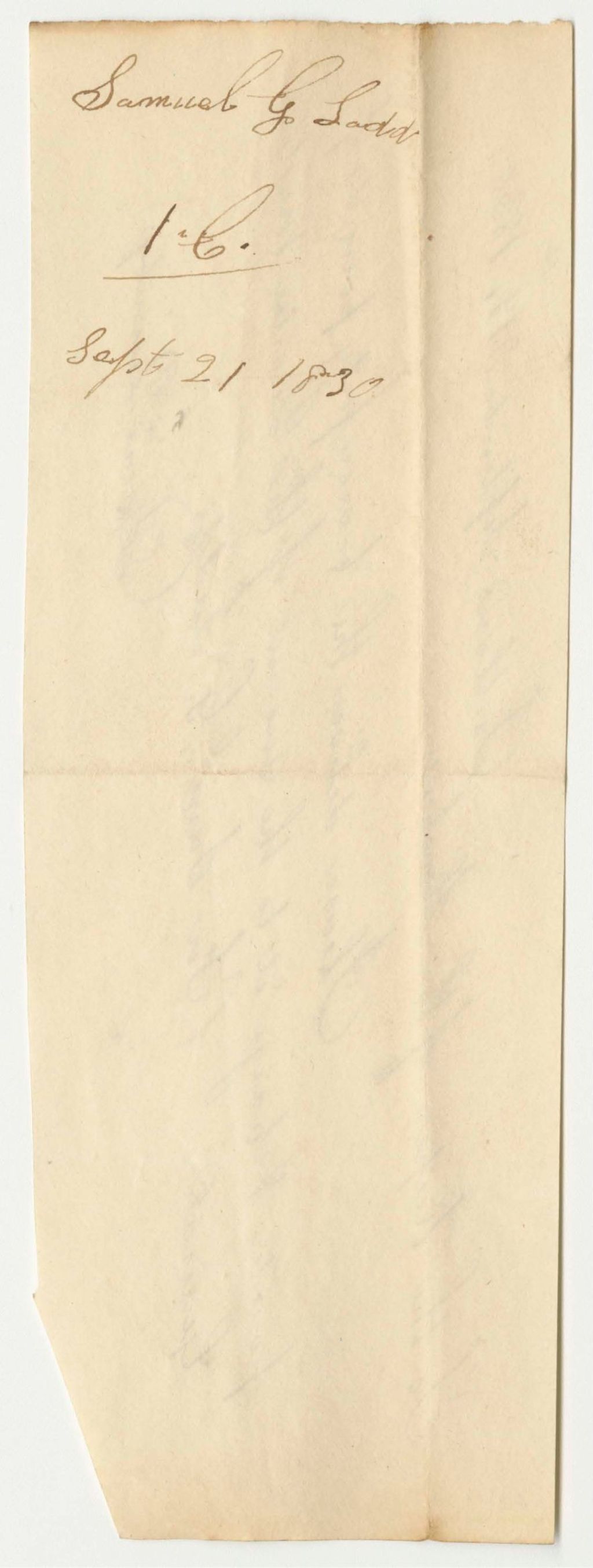 Miniature of Warrant in Favor of Samuel G. Ladd, for Expenses of the State Arsenal.9.11