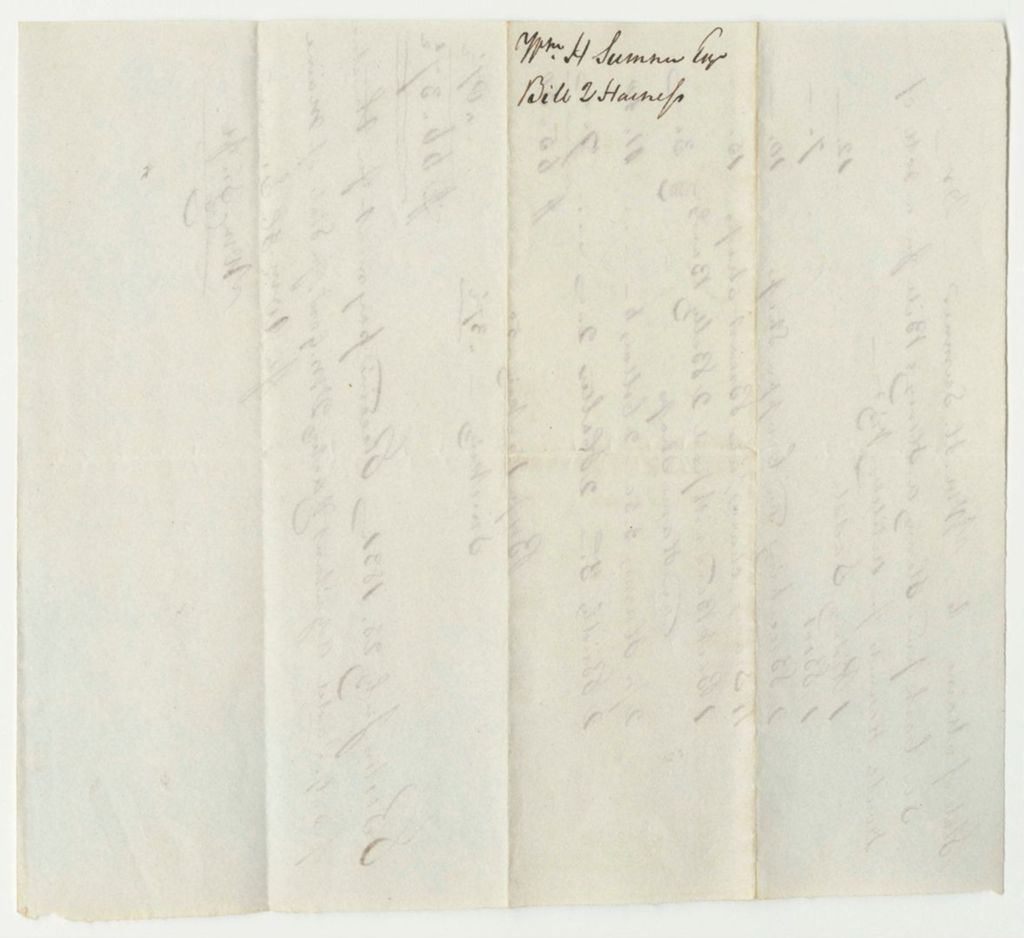 Miniature of William H. Sumner's Bill for Cash paid Henry Hevey's Bill for a Set of Double Harnesses for Artillery, Paid by S.G. Ladd