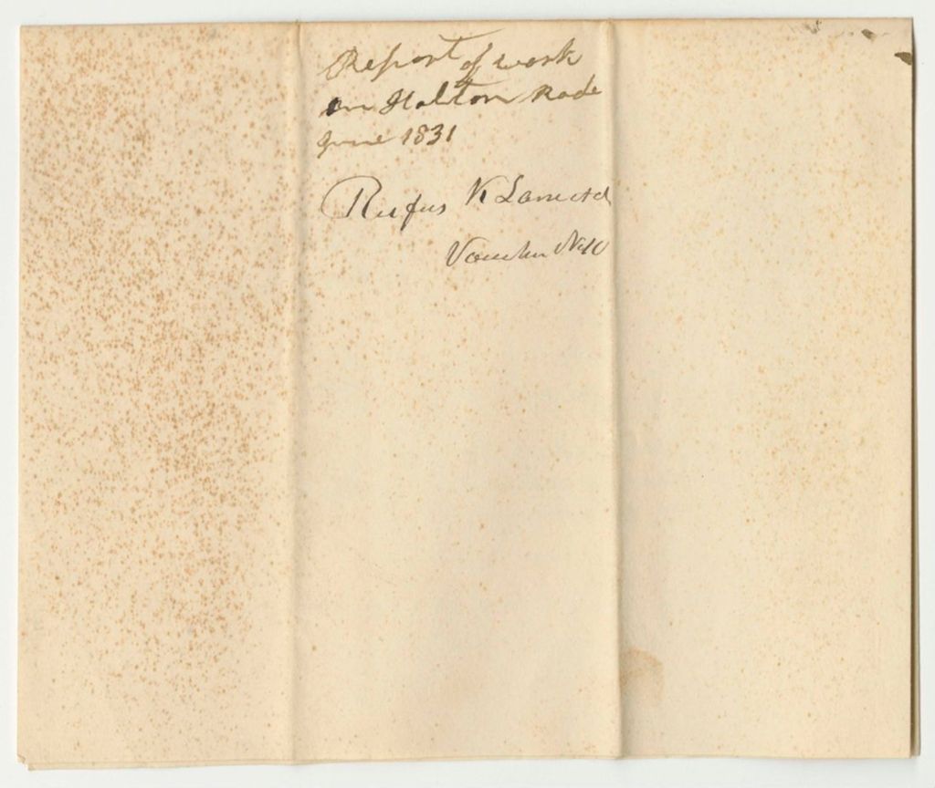 Miniature of Report of Work on Houlton Road, by Rufus K. Lane and Others