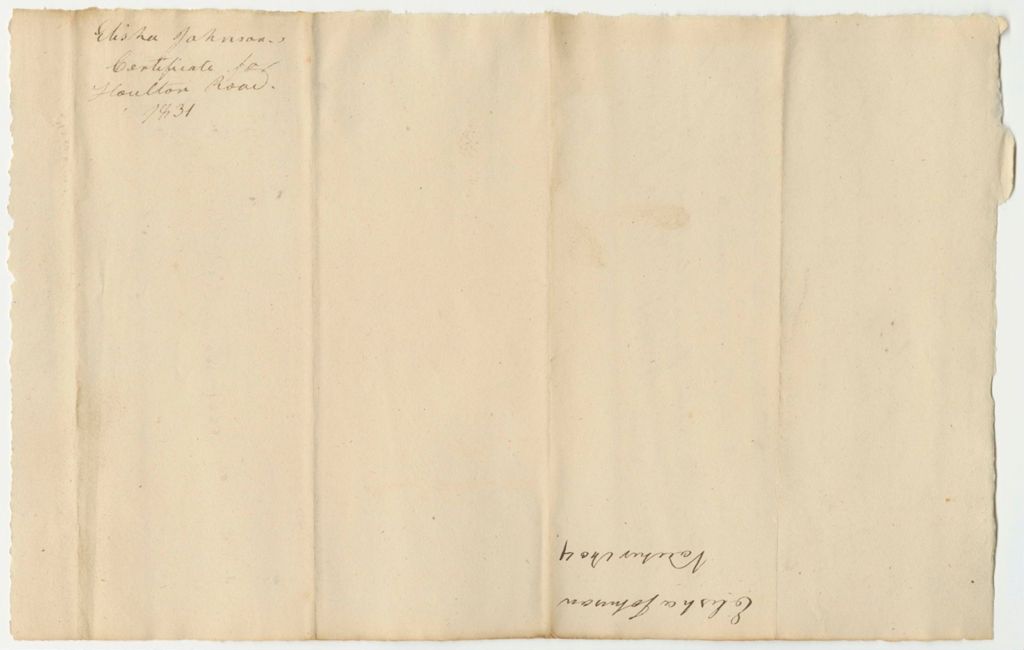 Miniature of Elisha Johnson's Certificate of the Condition of the Houlton Roan