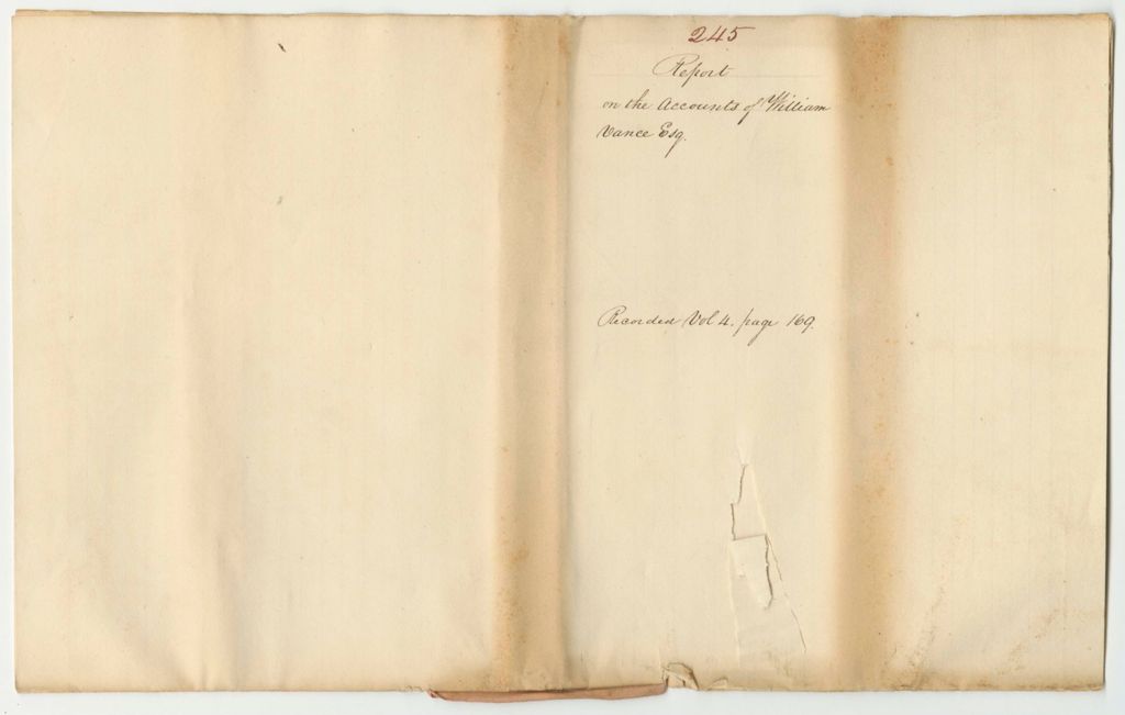 Miniature of Report 245: Report on the Accounts of William Vance, Agent for the Baring to Houlton Road