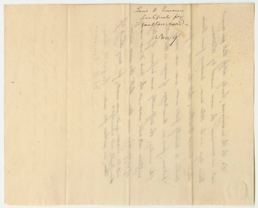 Miniature of Rufus K. Lane and Seth Emerson's Certificate for Houlton Road