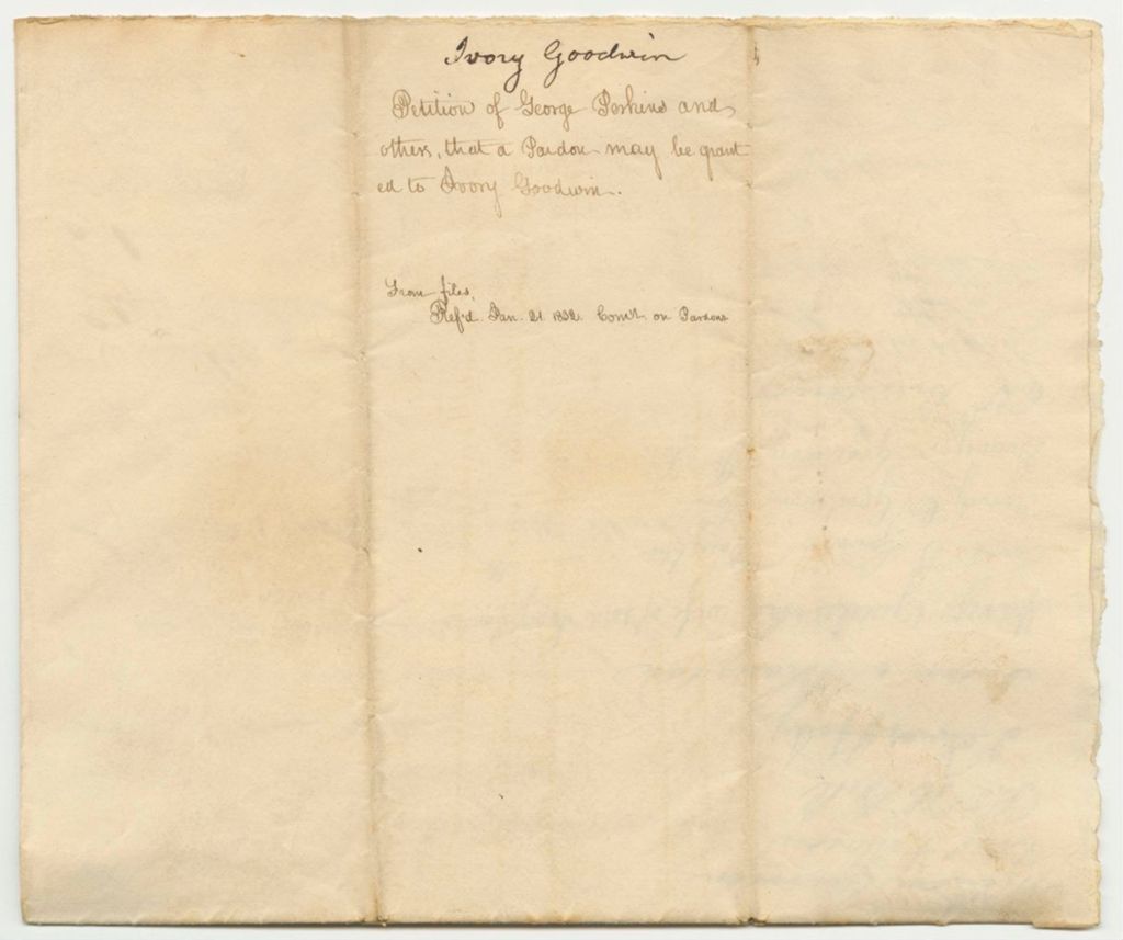 Miniature of Petition of George Perkins and Others, That a Pardon May Be Granted to Ivory Goodwin