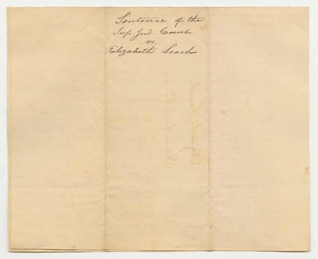 Miniature of Sentence of the Supreme Judicial Court Against Elizabeth Leach