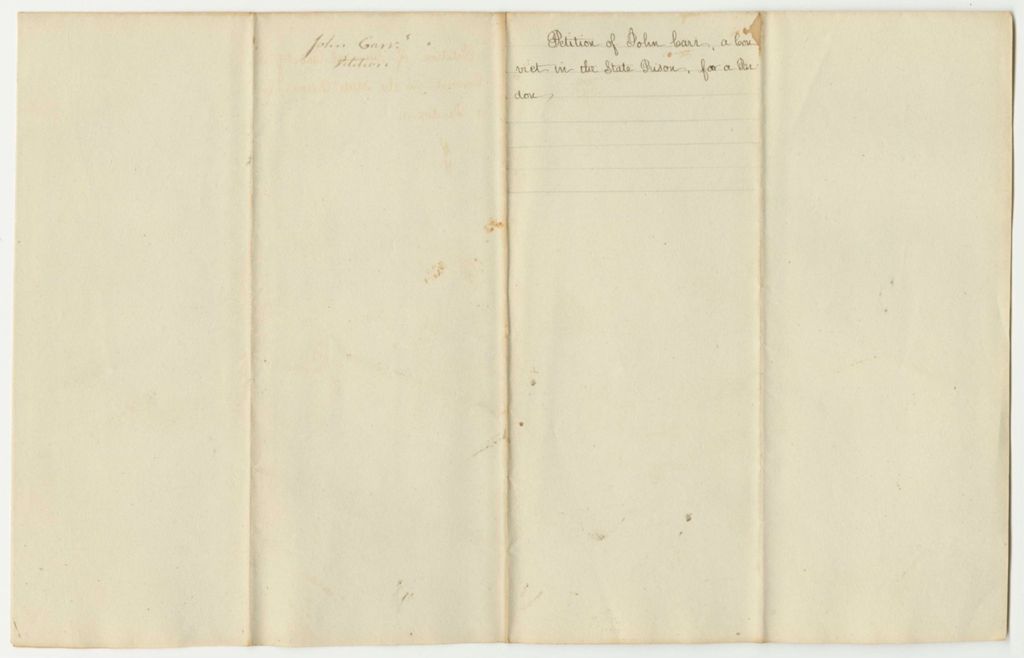 Miniature of Petition of John Carr, a Convict in the State Prison, for a Pardon