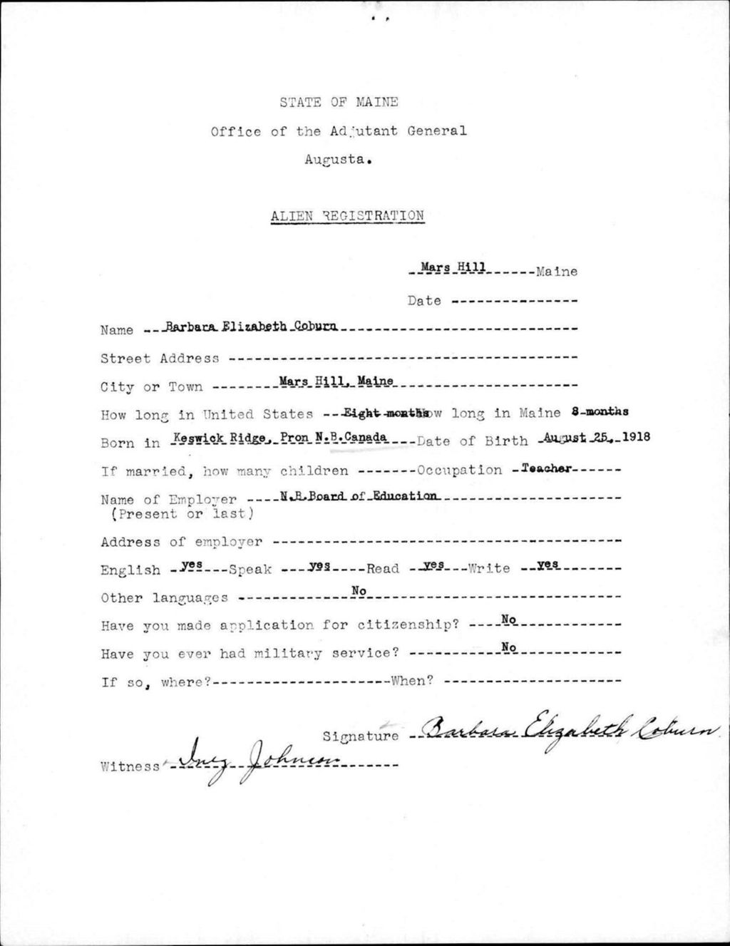 Miniature of Alien Registration- Coburn, Barbara E. (Mars Hill, Aroostook County)