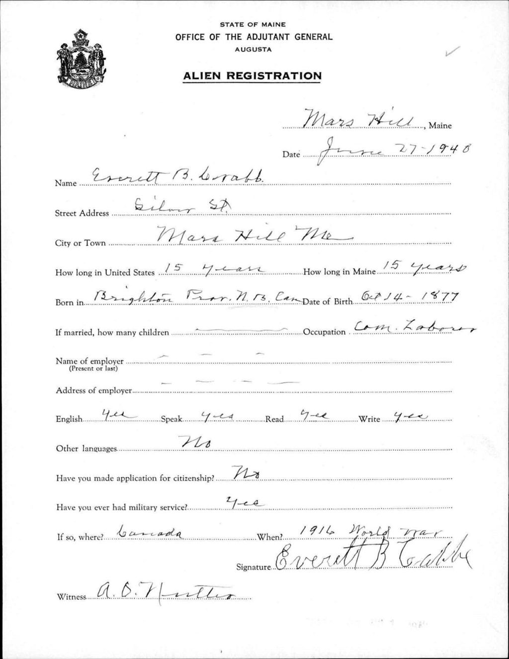 Miniature of Alien Registration- Crabb, Everett B. (Mars Hill, Aroostook County)