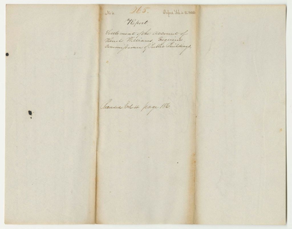 Miniature of Report 265: Report on the Settlement of the Account of Reuel Williams, Esq., Commissioner of Public Buildings