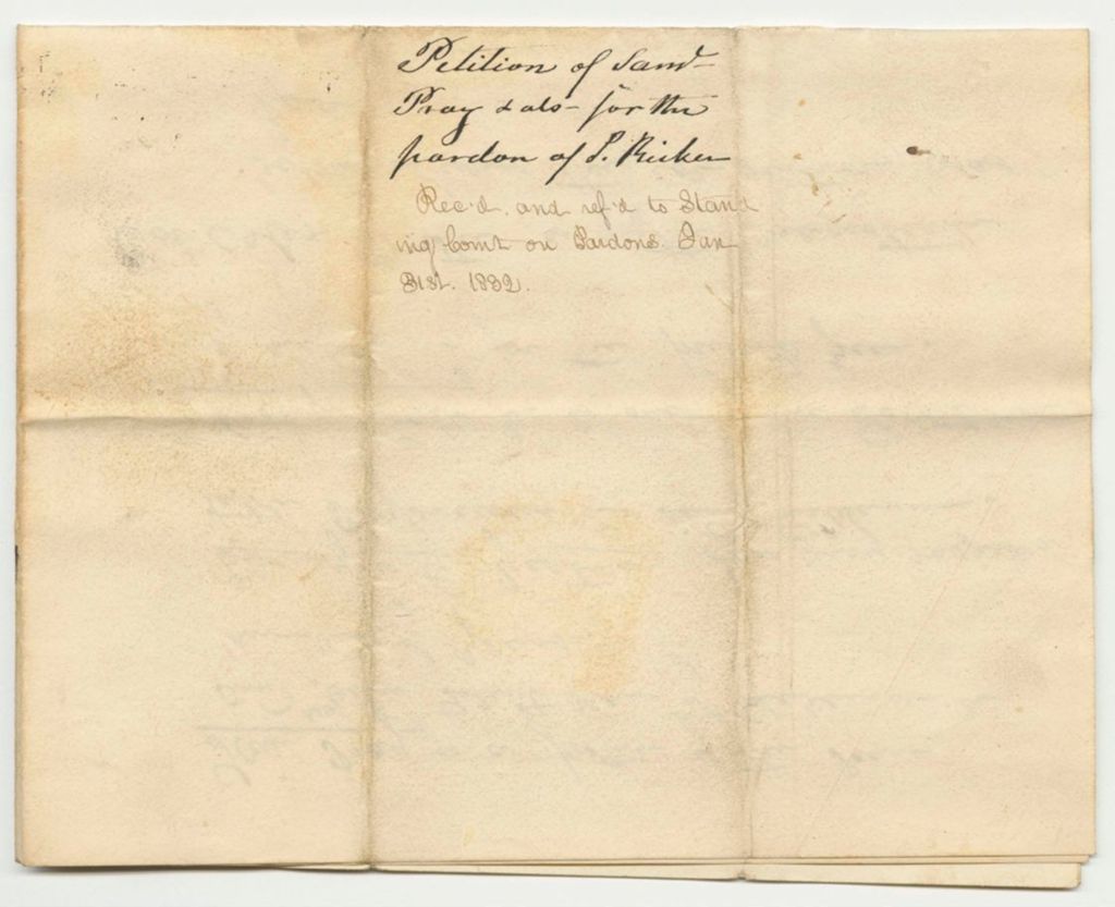 Miniature of Petition of Samuel Pray and Others for the Pardon of Simon Ricker