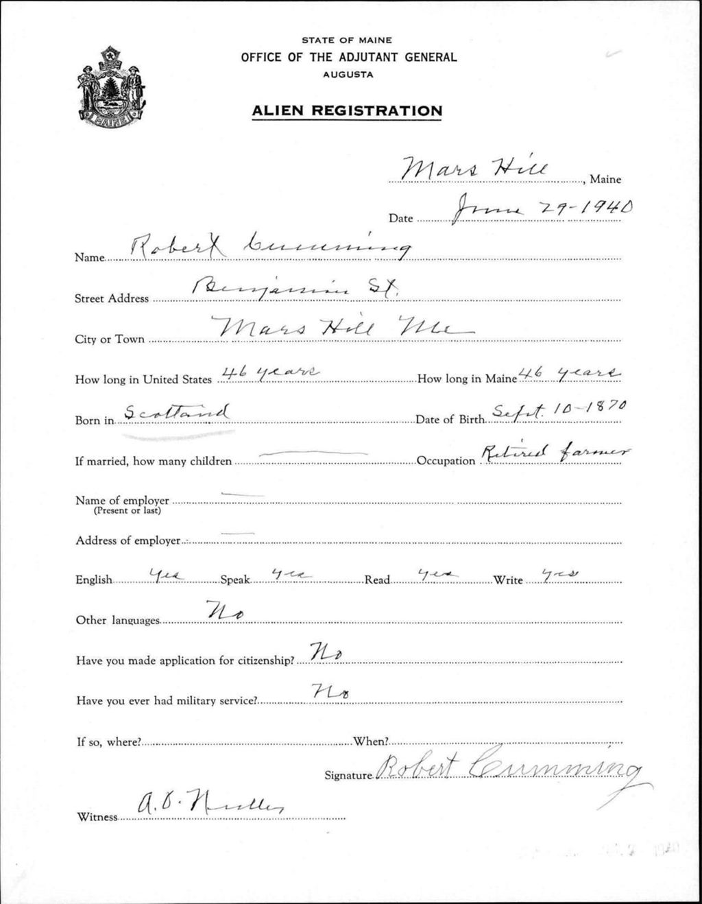 Miniature of Alien Registration- Cumming, Robert (Mars Hill, Aroostook County)