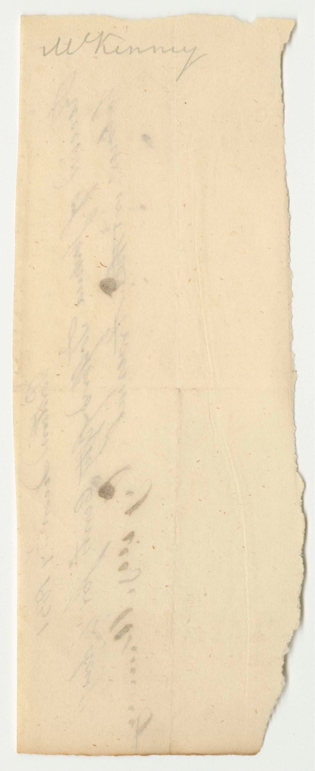 Miniature of W. Kinney's Bill for Labor at the State Arsenal, Paid by Joshua Tolford