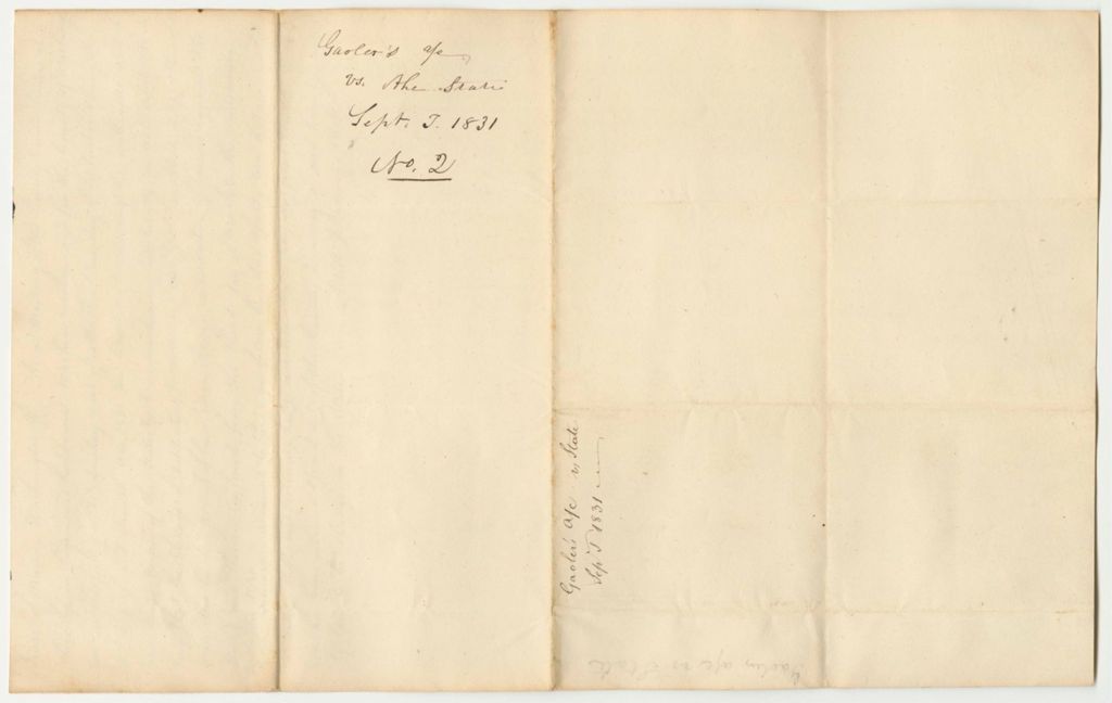 Miniature of Account of John Foster, Keeper of the State's Jail in Machias in the County of Washington, for the Board of Prisoners Therein Committed for Offences Against the State, September Term 1831
