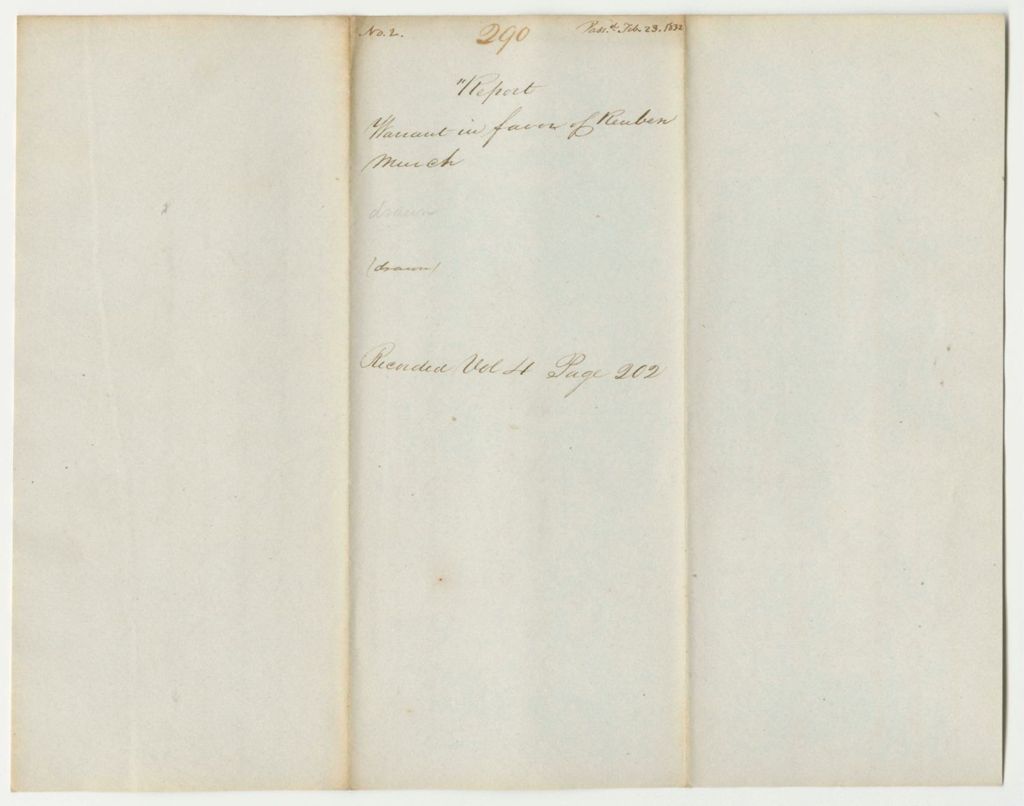 Miniature of Report 290: Warrant in Favor of Reuben Murch, of Gorham, for a Pension