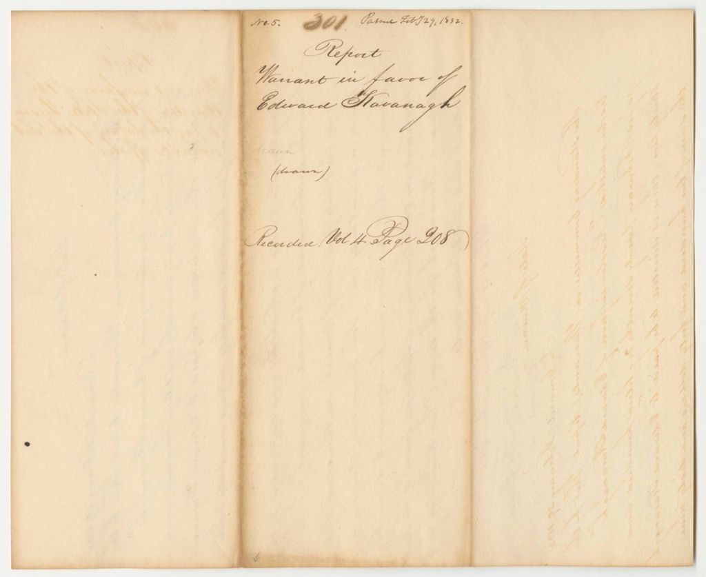 Miniature of Report 301: Warrant in Favor of Edward Kavanagh