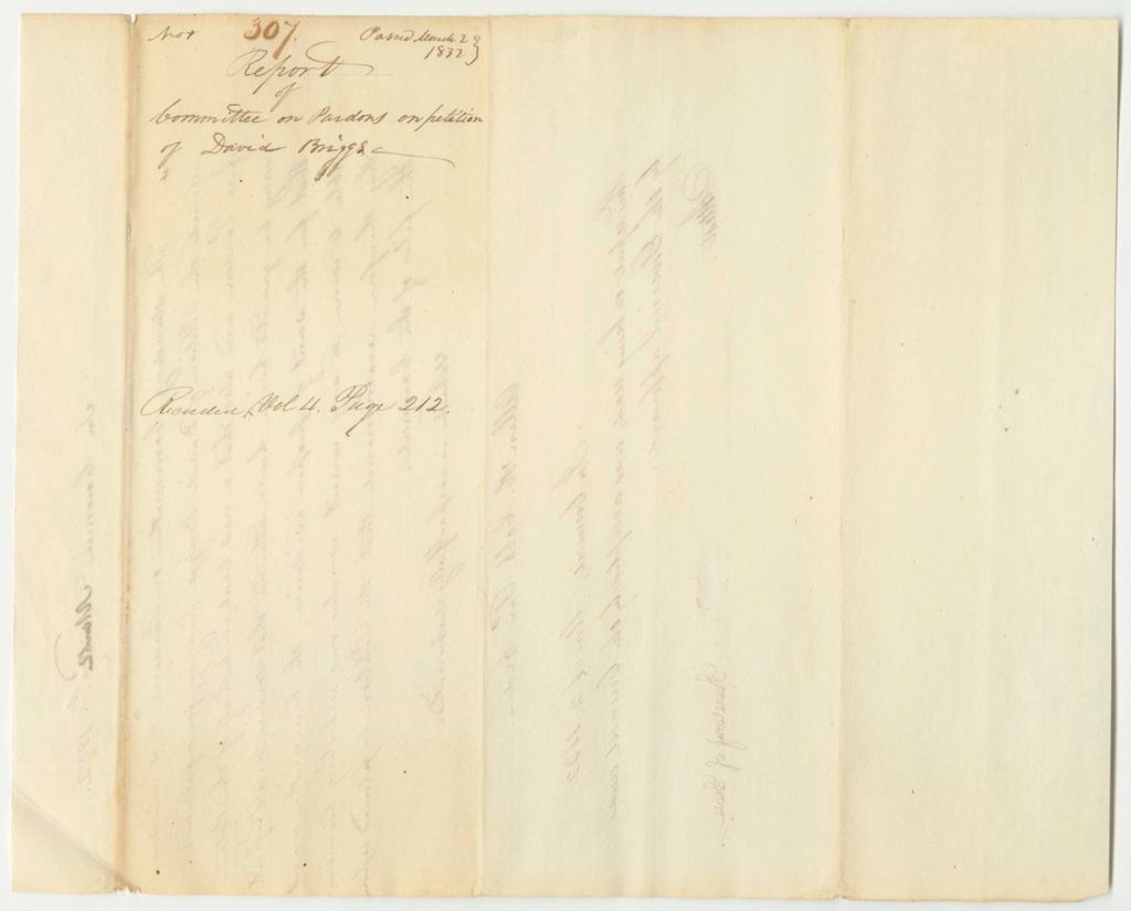 Miniature of Report 307: Report of the Committee on Pardons on the Petition of David Briggs for a Pardon
