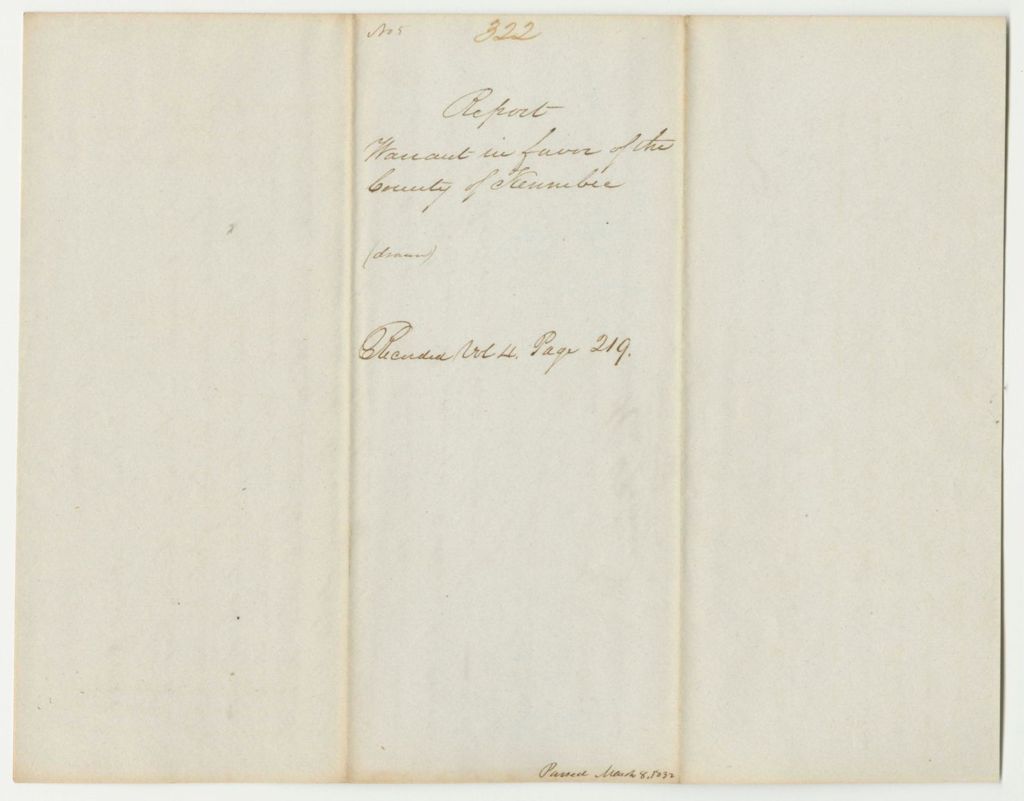 Miniature of Report 322: Warrant in Favor of Kennebec County