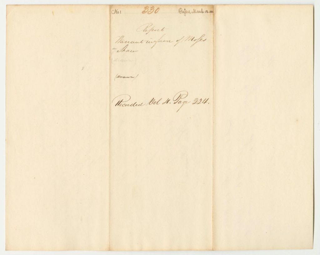 Miniature of Report 330: Warrant in Favor of Moses Shaw, Member of the House of Representatives