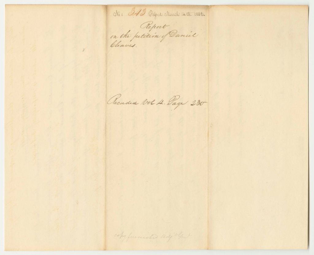 Miniature of Report 343: Report on the Petition of Daniel Cleaves to Disband the 2nd Company of Light Infantry in the First Regiment 2nd Brigade 1st Division