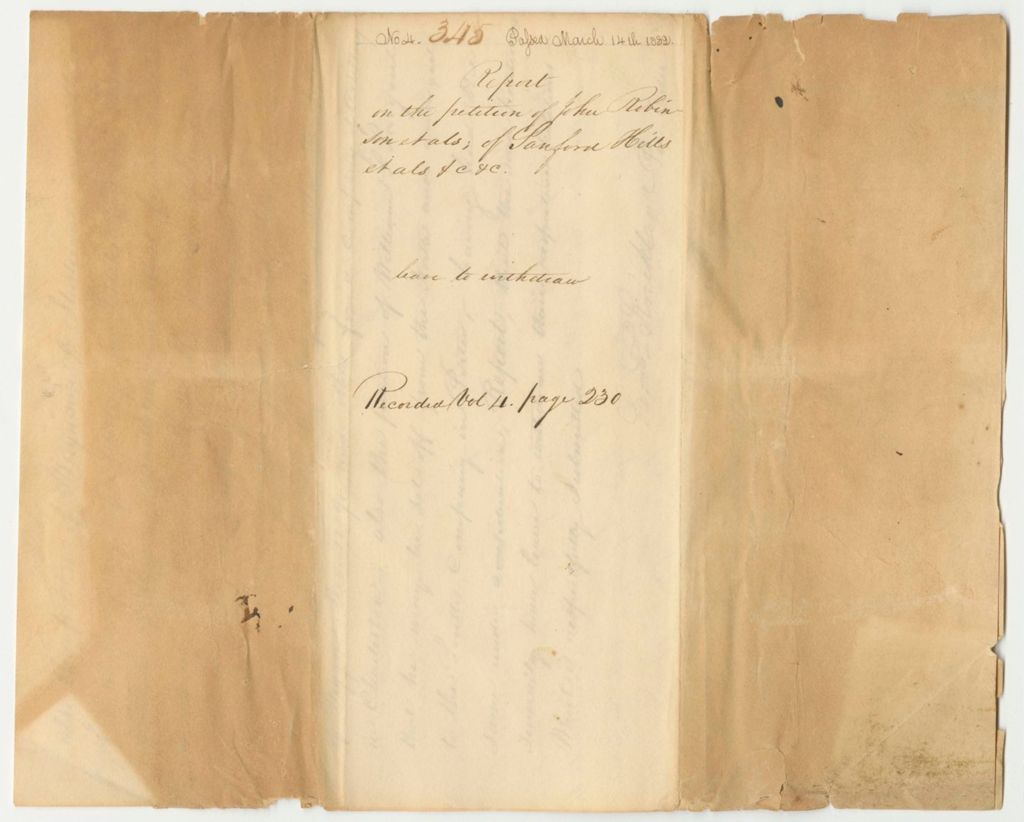 Miniature of Report on the Petition of Robinson and Others; of Sanford Hills and Others, Giving Leave to Withdraw
