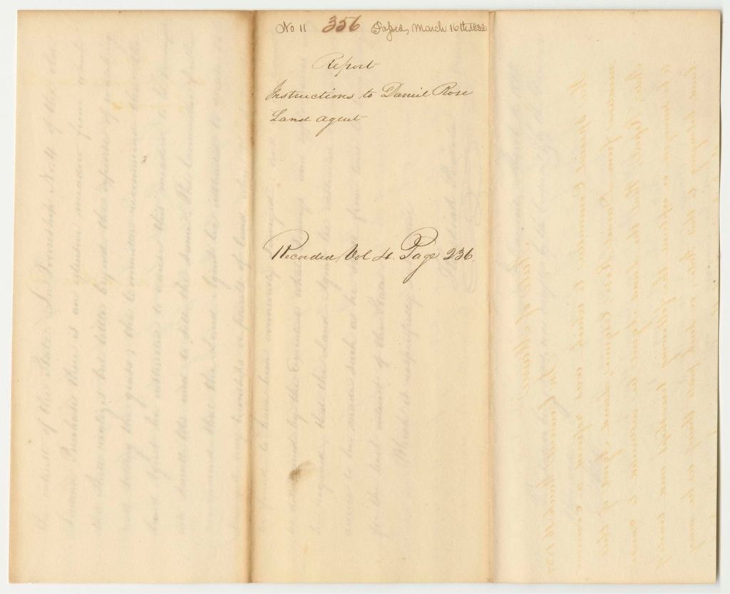 Miniature of Report 356: Instructions to Daniel Rose, Land Agent for the Survey of Certain Lands