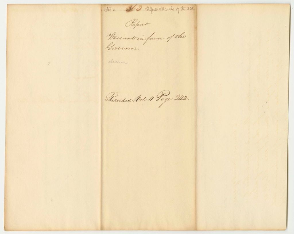 Miniature of Report 363: Warrant in Favor of the Governor for Contingent Expenses