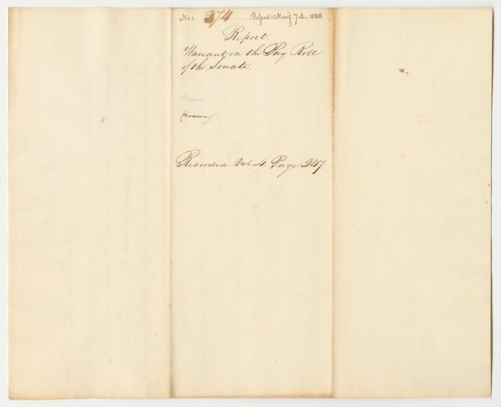 Miniature of Report 374: Warrant on the Payroll of the Senate