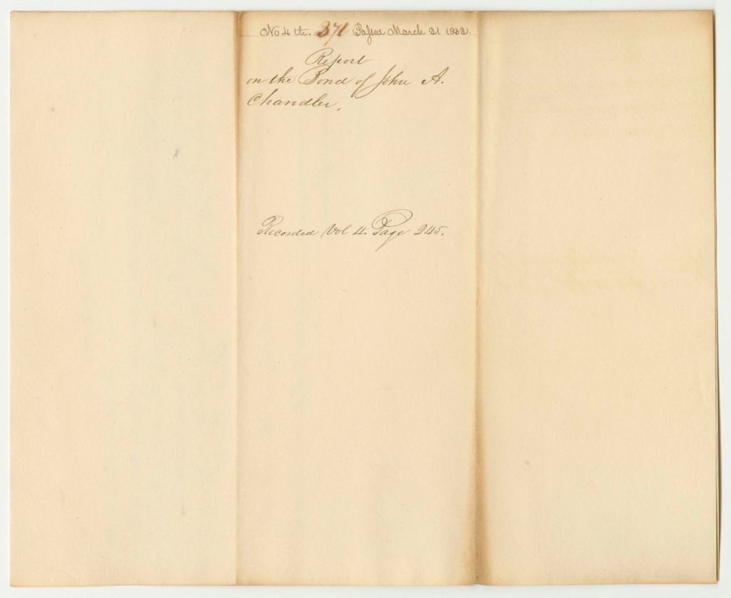 Miniature of Report 371: Report on the Bond of John A Chandler, Kennebec County Judicial Court Clerk