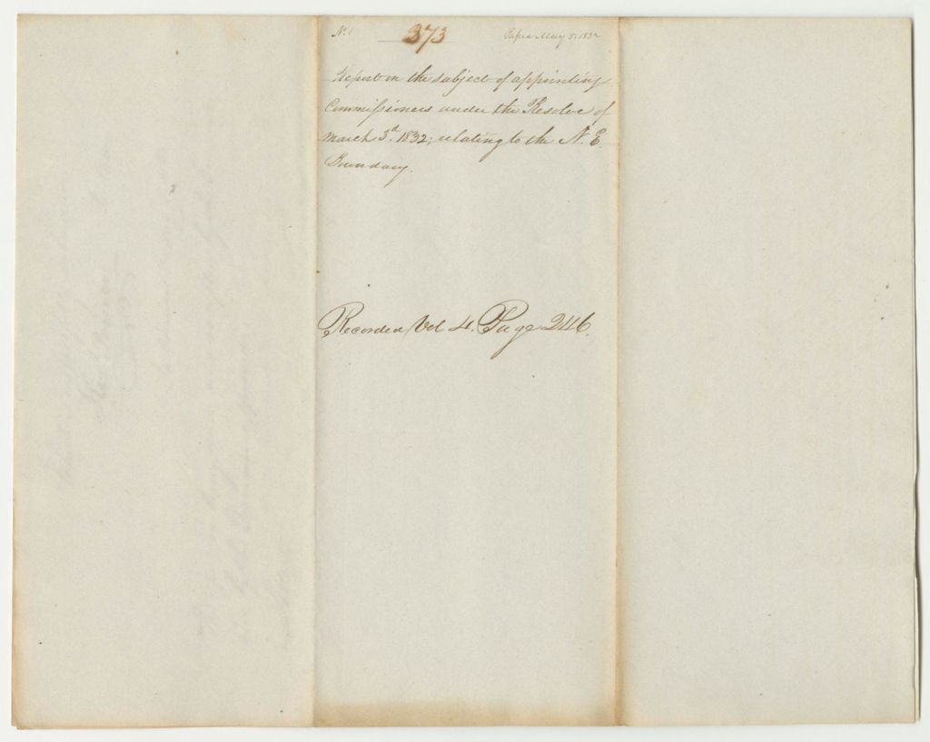 Miniature of Report 373: Report on the Subject of Appointing Commisssioners Relating to the Northeast Boundary