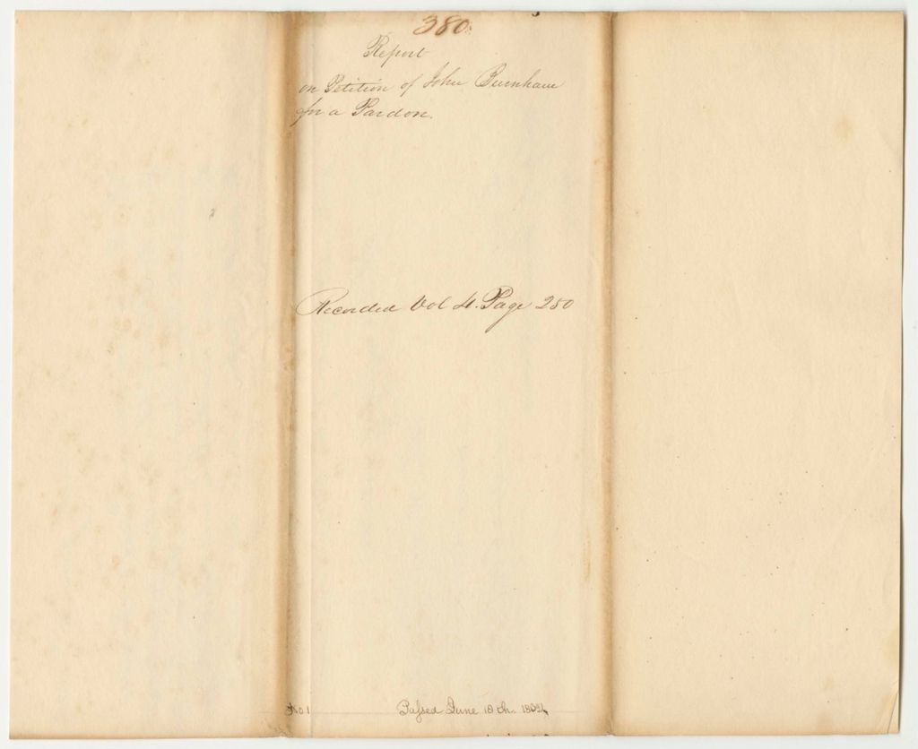 Miniature of Report 380: Report on the Petition of John Burnham of Machias for a Pardon