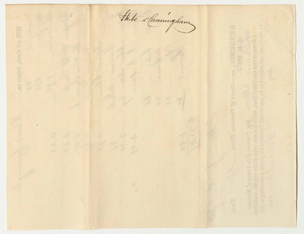 Miniature of Bill of Costs in State v. David Cunningham at the Court of Common Pleas in Kennebec County