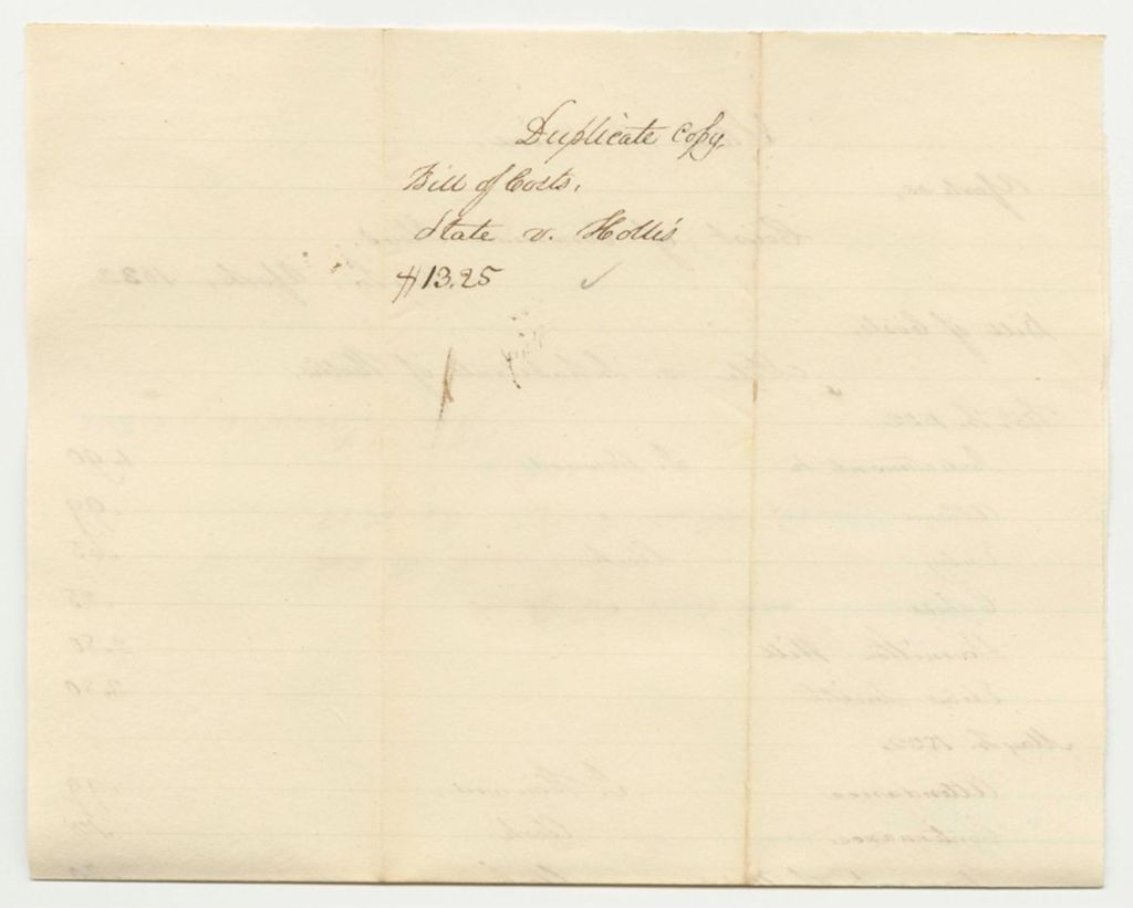 Miniature of Bill of Costs in State v. the Inhabitants of Hollis at the Court of Common Pleas in York County