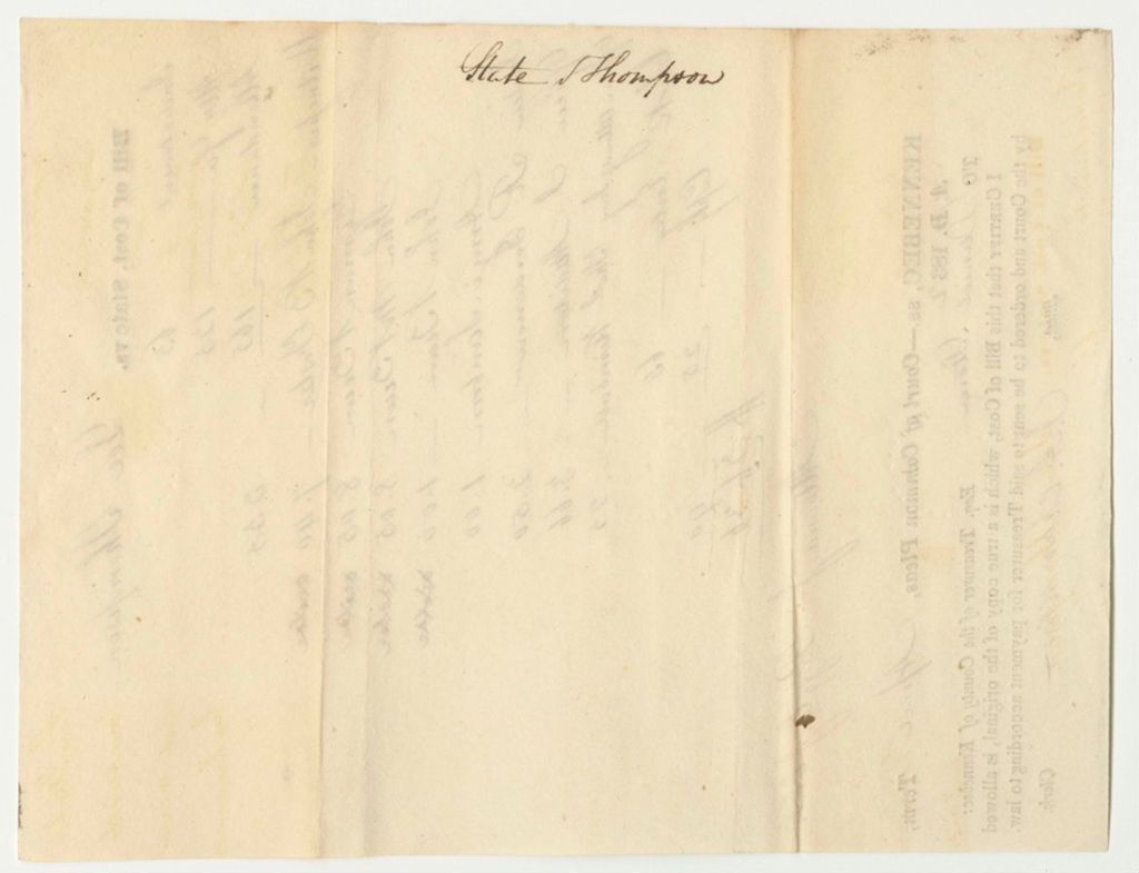 Miniature of Bill of Costs in State v. Lee Thompson  at the Court of Common Pleas in Kennebec County