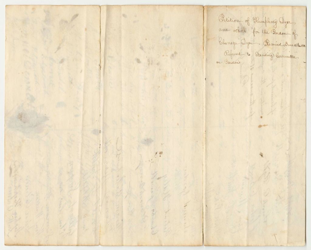 Miniature of Petition of Humphrey Dyer and Others for the Pardon of Ebenzer Dyer of Hollis