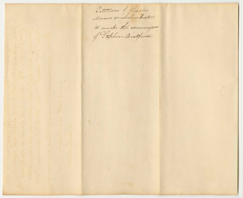 Miniature of Petition of Charles Morse and John Foster to Revoke the Commission of Rev. Stephen Backford