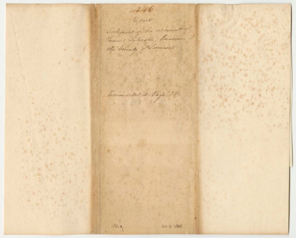 Miniature of Report 446: Report on the Settlement of the Account of Samuel Sylvester, Somerset County Treasurer