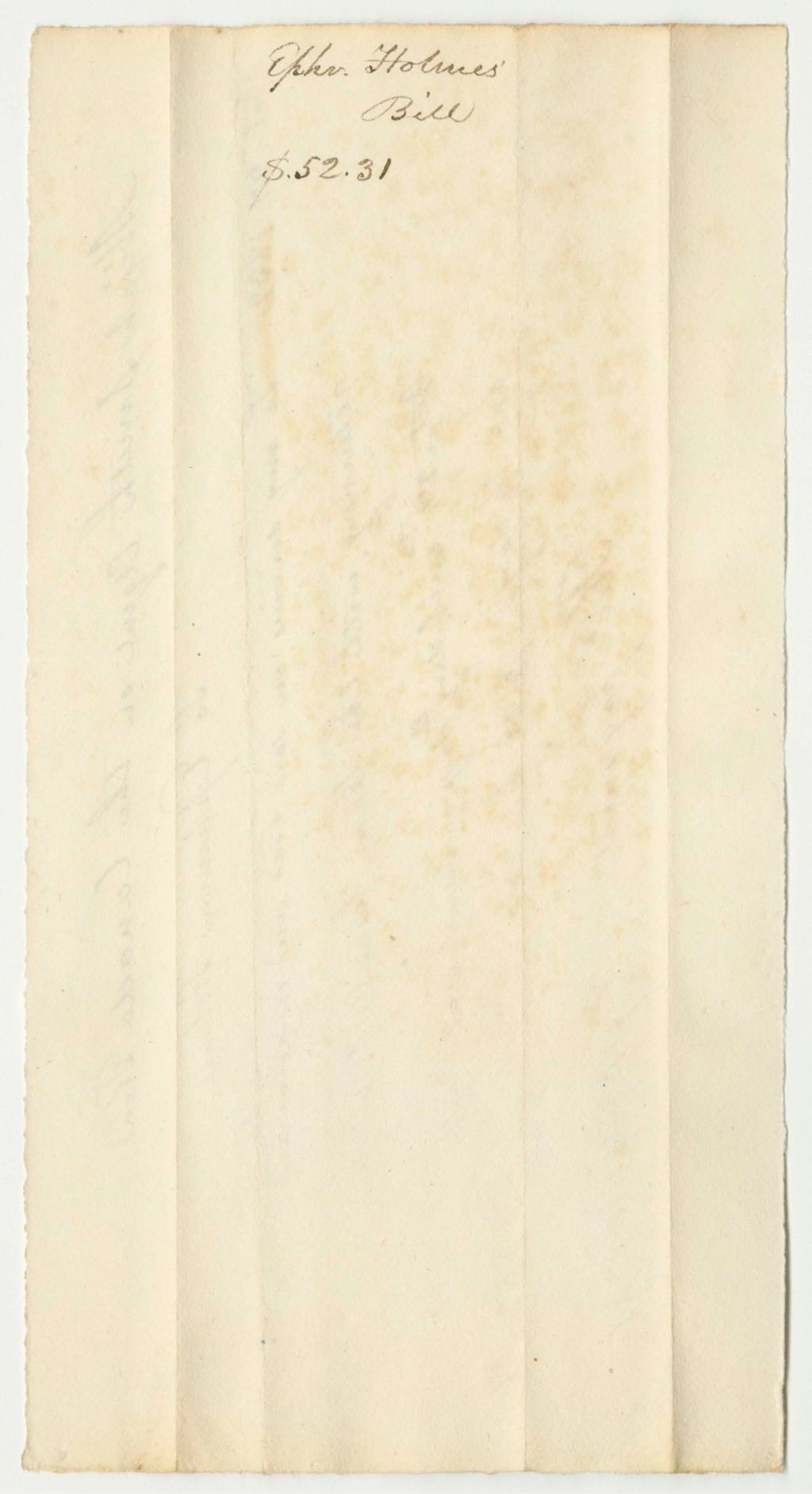 Miniature of Ephraim Holme's Bill for Work on the Canada Road, Paid by Abijah Smith