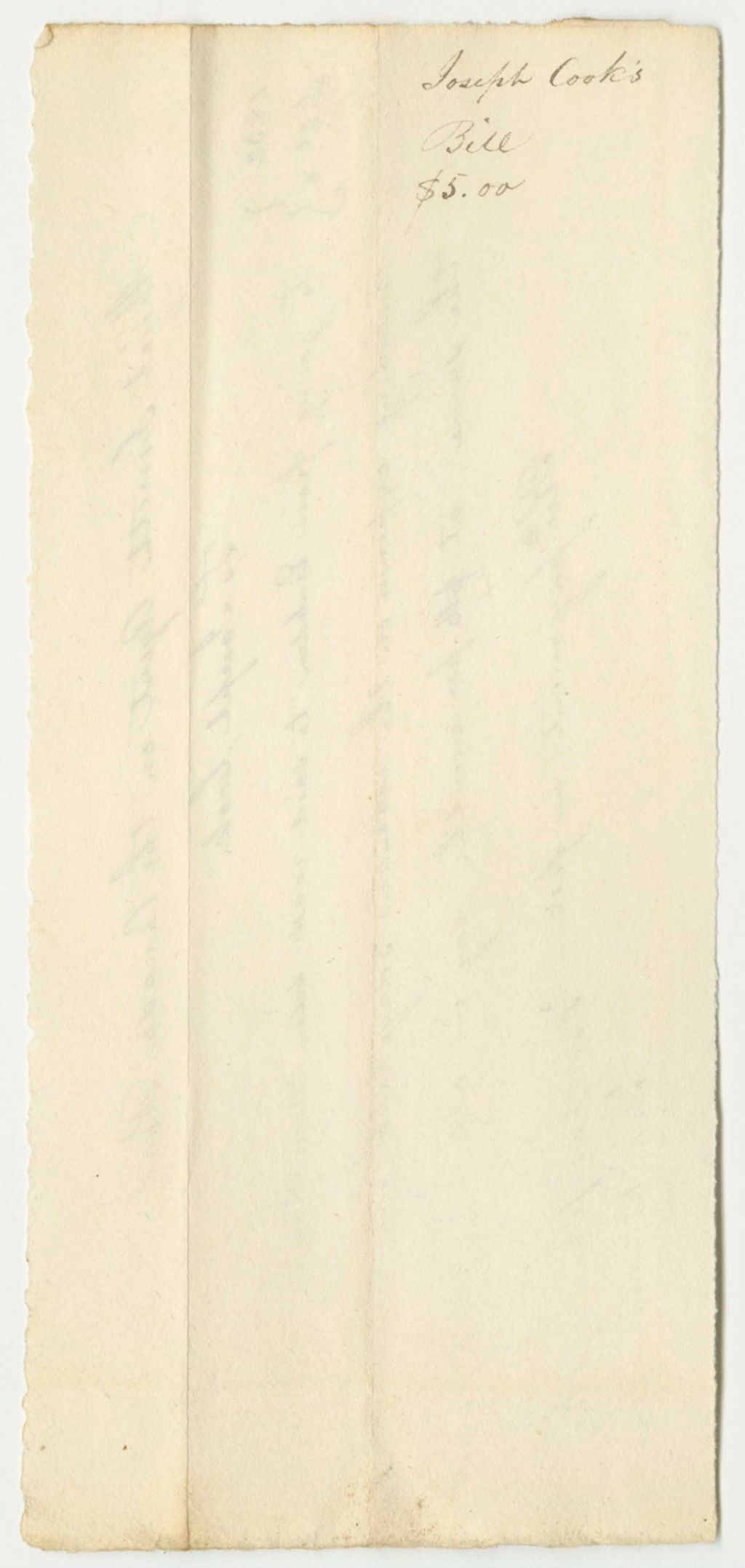 Miniature of Joseph Cook's Bill for Work on the Canada Road, Paid by Abijah Smith