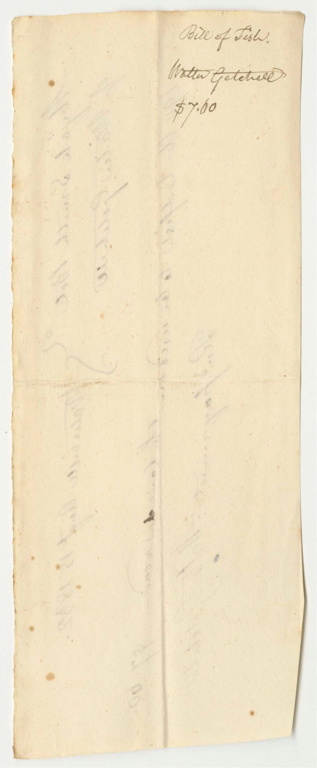 Miniature of Walter Getehell's Bill for Codfish To Be Used on Canada Road, Paid by Abijah Smith