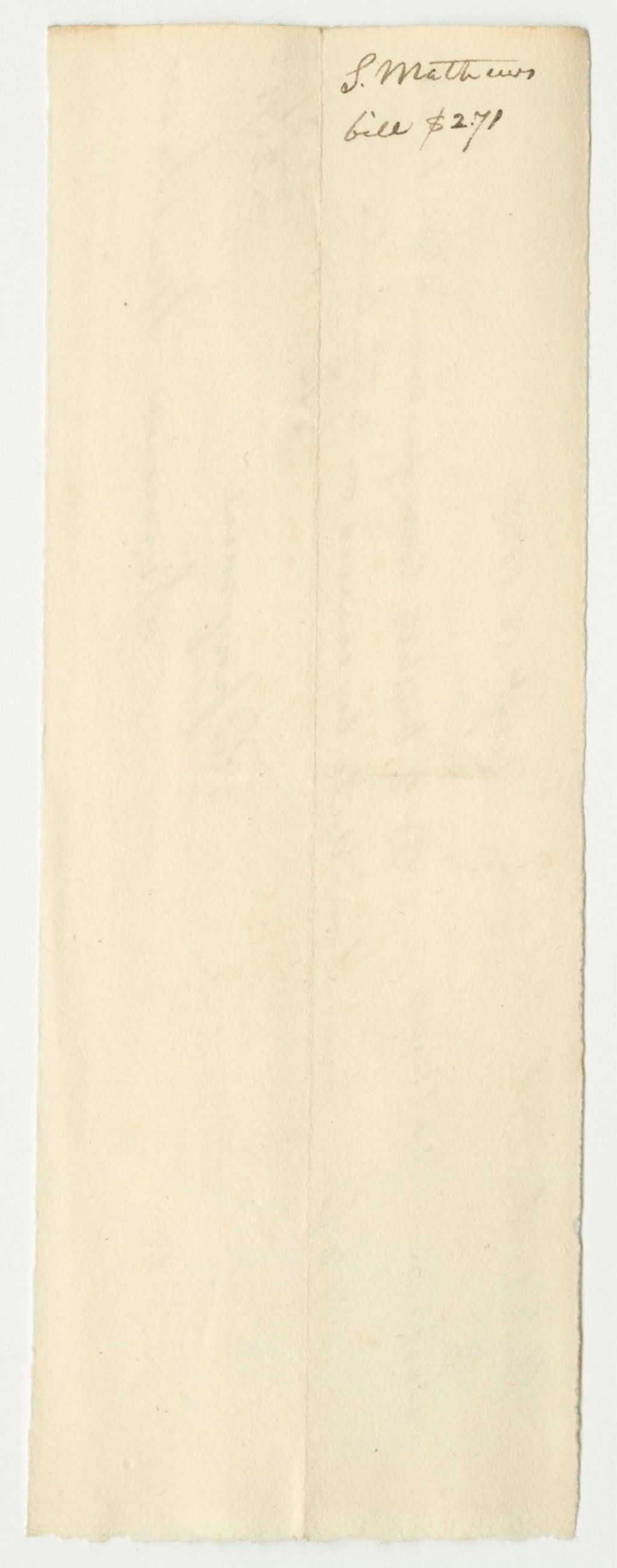 Miniature of Simon Mathew's Bill for Corn for Oxen To Be Used on the Canada Road, Paid by Abijah Smith