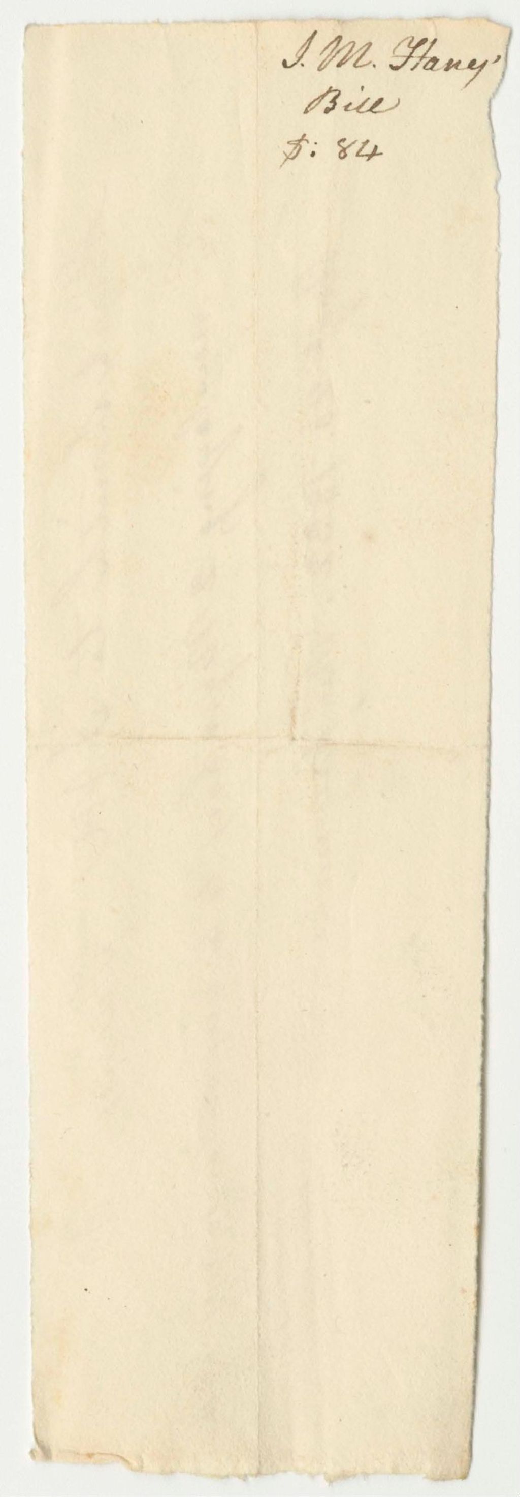 Miniature of J. M. Hane's Bill for Hoes To Be Used on the Canada Road, Paid by Abijah Smith
