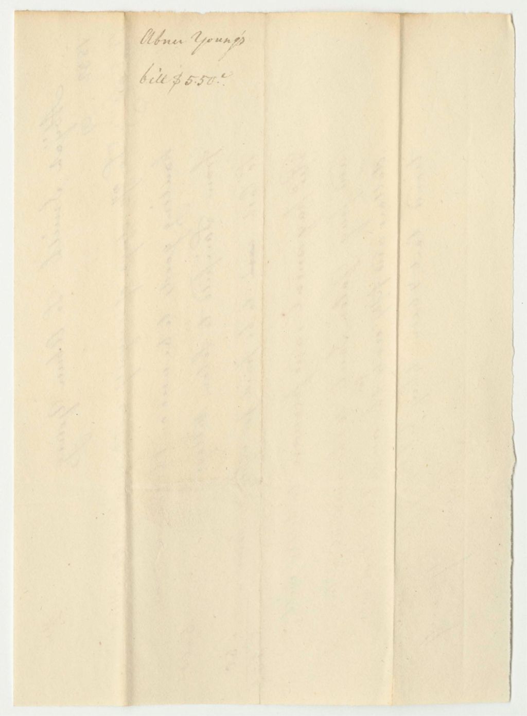 Miniature of Abner Young's Bill for Handling Goods To Be Used on the Canada Road, Paid by Abijah Smith