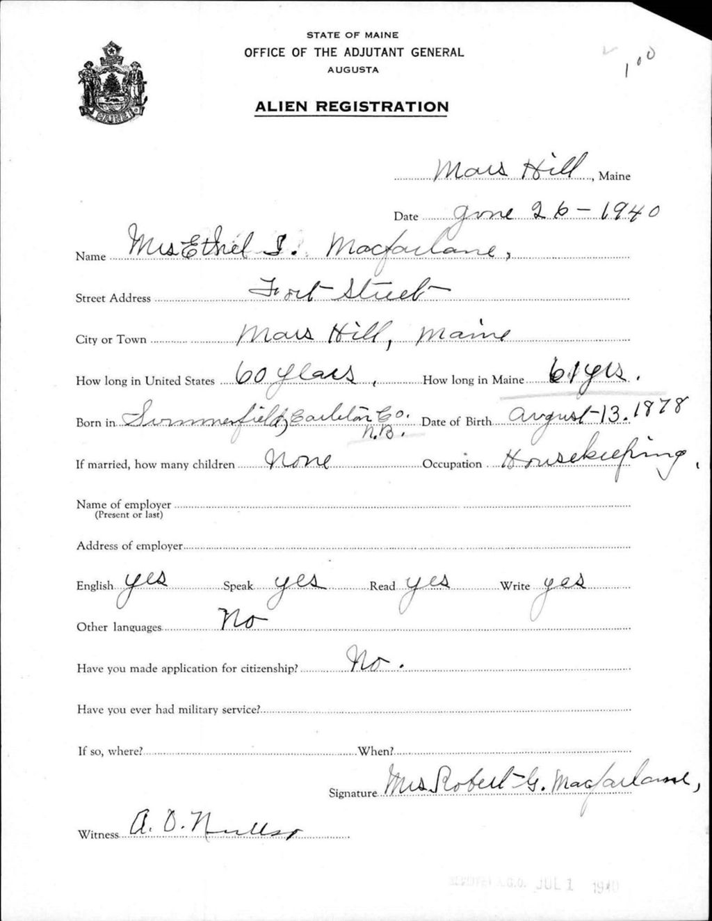 Miniature of Alien Registration- Macfarlane, Ethel J. (Mars Hill, Aroostook County)