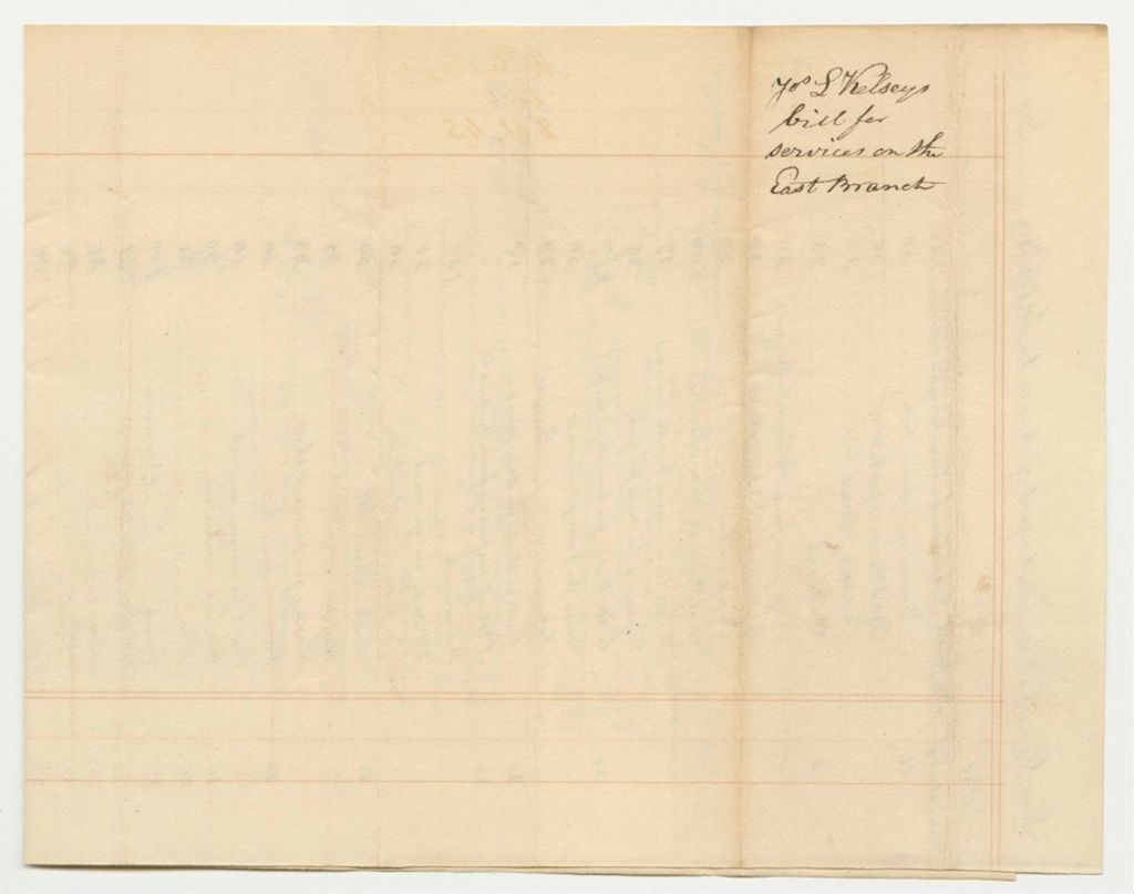 Miniature of Joseph L. Kelsey's Bill for Services on the East Branch