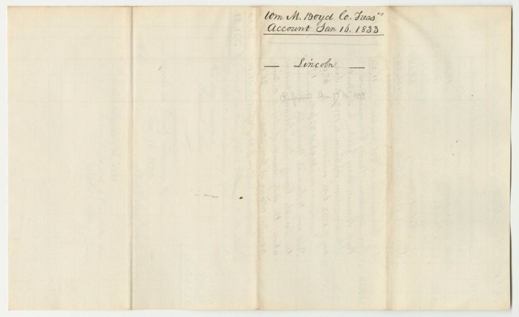 Miniature of Account of William M. Boyd, Lincoln County Treasurer