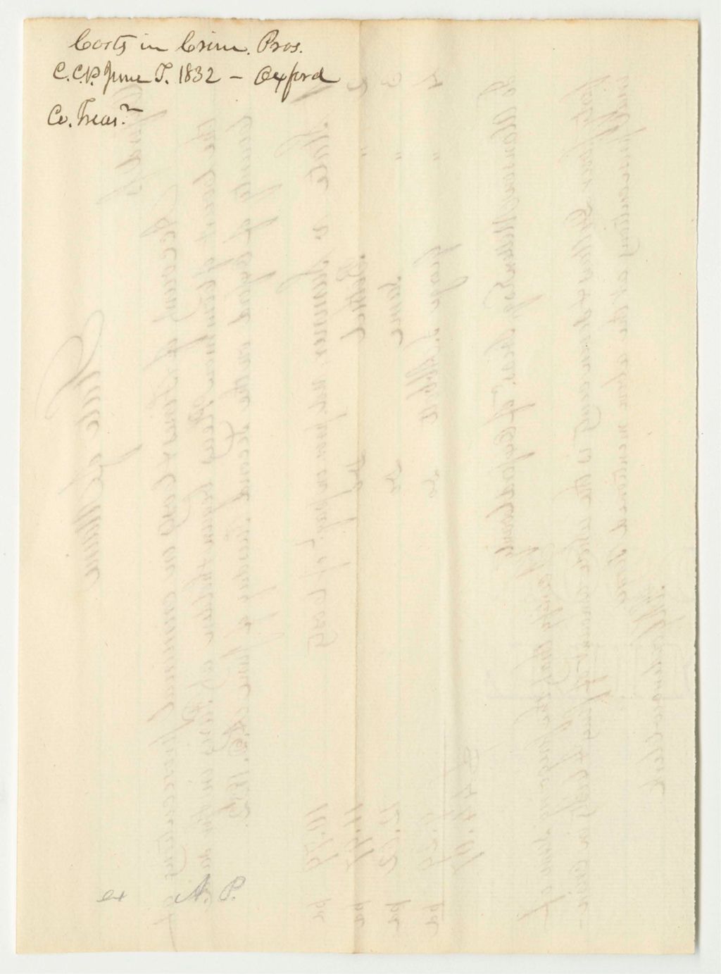 Miniature of Account of Fines and Costs in Criminal Prosecutions at the Court of Common Pleas Begun and Holden at Paris in and for Said County of Oxford, June Term 1832