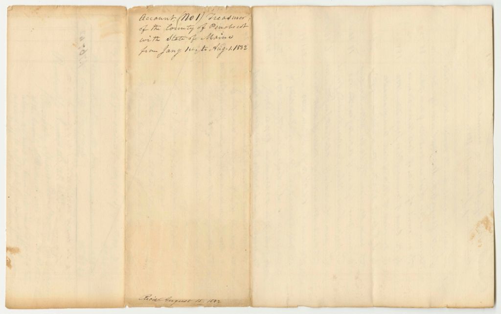 Miniature of Account No. 1 of Levi Bradley, Penobscot County Treasurer